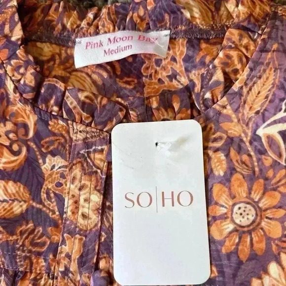 NWT Women’s Pink Moon Bay Boutique Moonlight Blouse Purple Orange Size Medium - Picture 3 of 6
